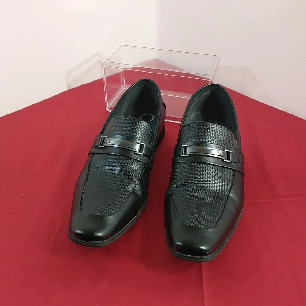 Calvin Klein Benning Mens SZ 11 Classic Black Slip-on Bit Loafer Oxford Shoe.